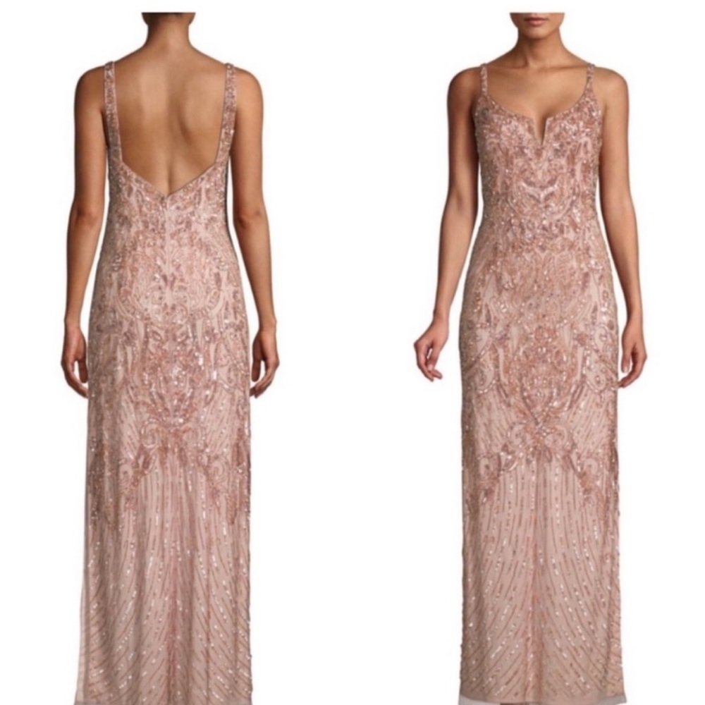 Brand new Aidan Mattox beaded V-NOTCH sleeveless long gown - Picture 6 of 17